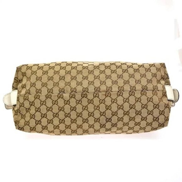 GUCCI Logo GG Pattern Bamboo Shoulder Bag Canvas Leather Brown White SHW 80EG214 - Picture 6 of 15